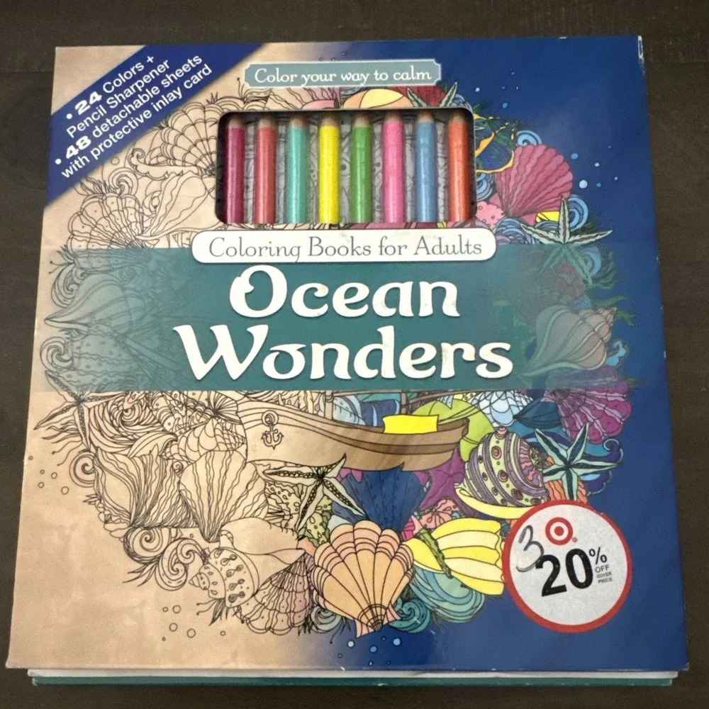 Ocean‎ Wonders Adult Coloring Book Pencil Set Color your way to calm -29 Detacha